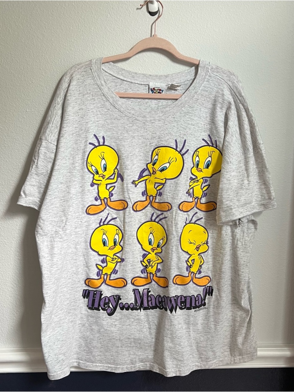 Vintage Warner Bros Looney Tunes Tweety Bird ‘Hey Macawena’ Short Sleeve T Shirt